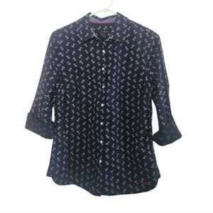 Women's Talbots Anchor Print Button Down Shirt Sz 8